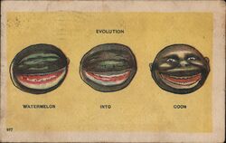 Evolution Watermelon Into Coon Racist Postcard Postcard