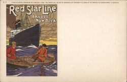 Red Star Line, Anvers-New York, ship, rowboat Postcard