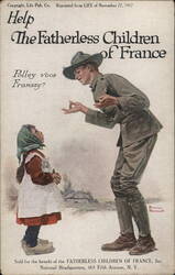 Help The Fatherless Children of France WWI Postcard