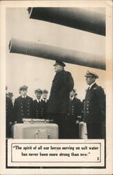 Winston Churchill Addressing Crew of HMS Exeter at Plymouth Postcard