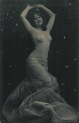Nude Woman with Star, French Risque Postcard Postcard