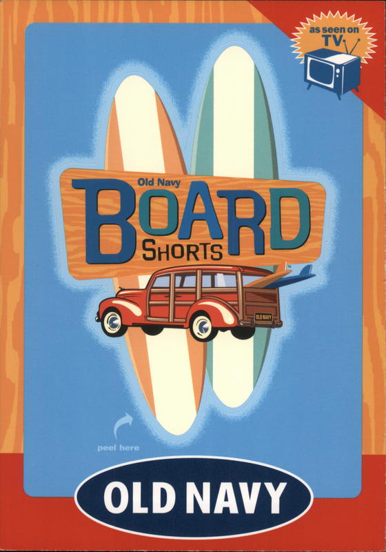 Old Navy Board Shorts Advertising Rack Cards
