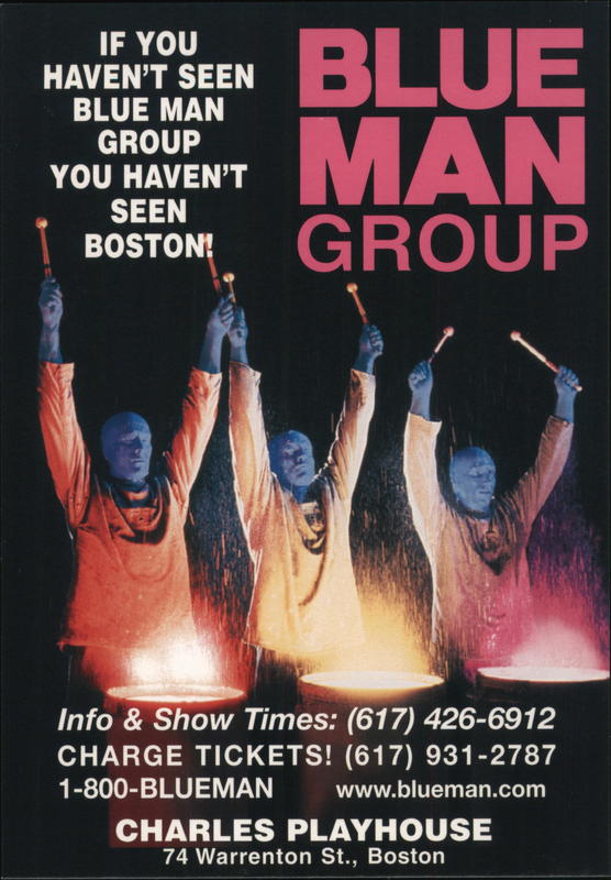Blue Man Group at Charles Playhouse Rack Cards Postcard Blue Man Group at Charles Playhouse Rack Cards Postcard