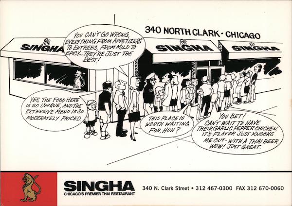 Singha Chicago's Premier Thai Restaurant Rack Cards