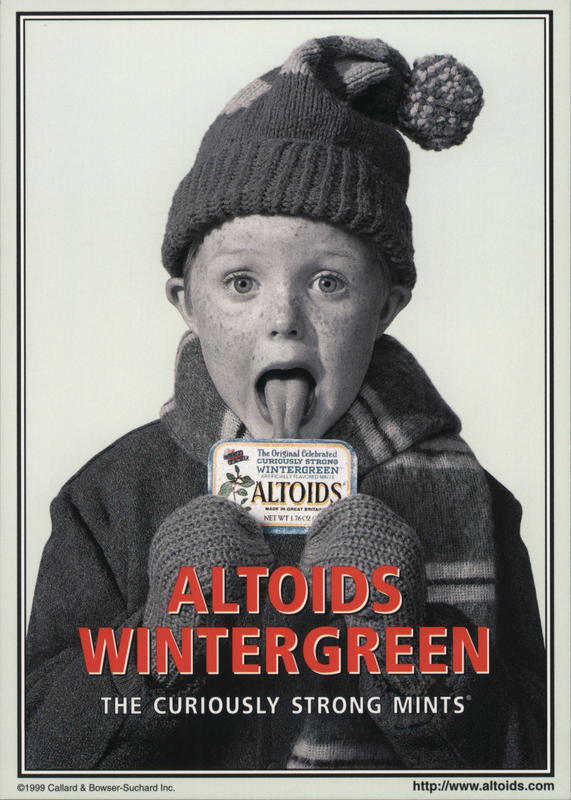 Altoids Wintergreen Child with Tongue Stuck to Tin