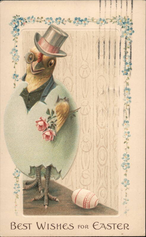 Chick in Top Hat & Tails Easter Postcard