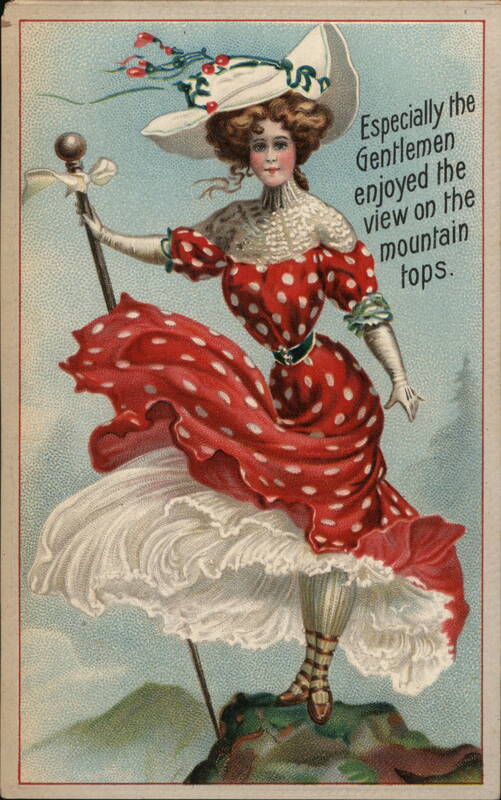 Woman in Red Polka Dot Dress on Mountaintop Advertising