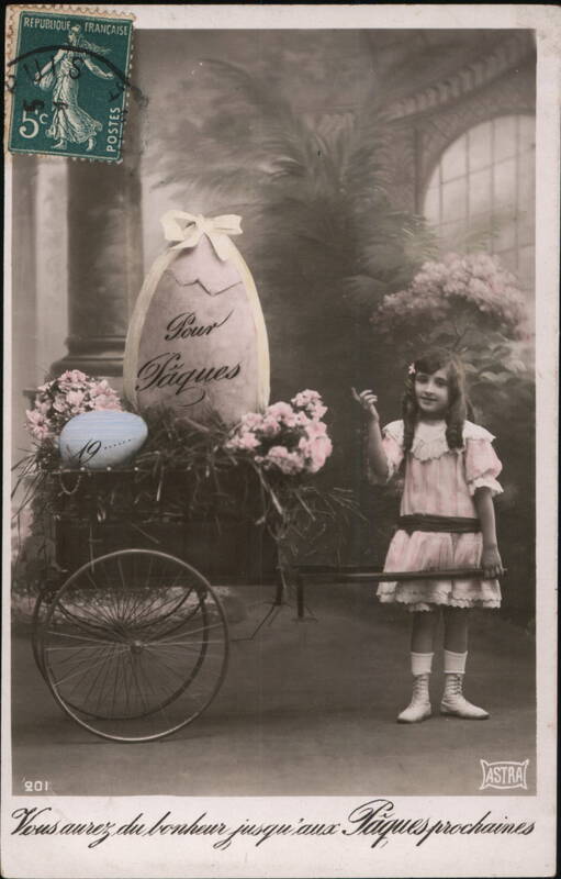 Little Girl with Easter Egg Cart, Pour Pâques With Children