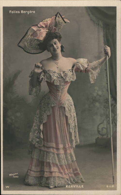 Folies Bergère Woman with Large Hat and Cane Kerville