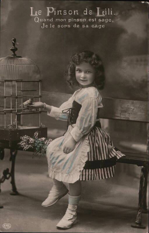 Le Pinson de Lili, Girl with Bird in Cage Birds