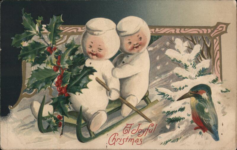 Snow Babies on Sled, A Joyful Christmas Snowmen