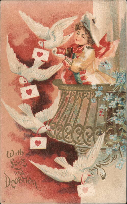 Boy with Doves & Valentine Letters, With Love & Devotion