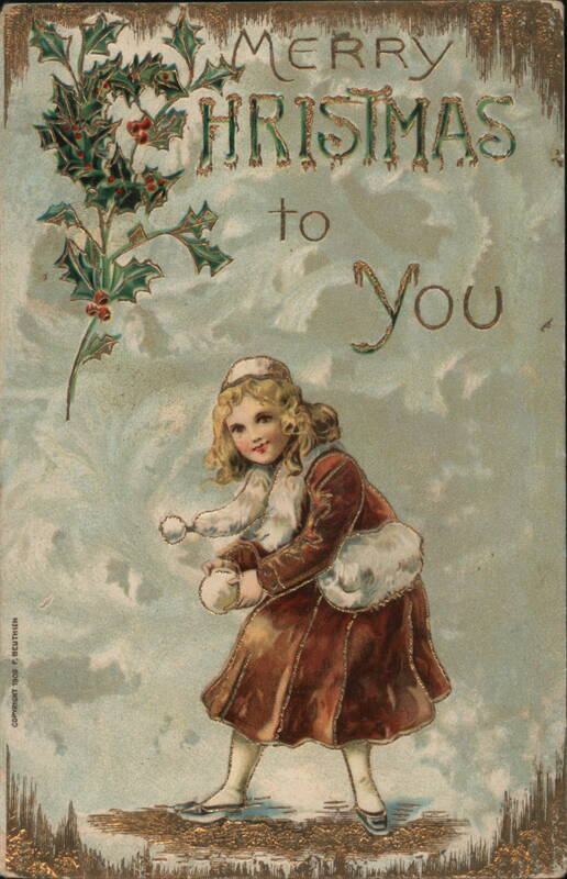 Merry Christmas to You, Girl with Snowballs, Holly