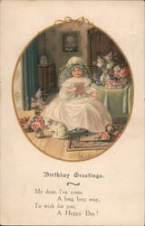 Little Girl Reading Birthday Card, Pauli Ebner Postcard