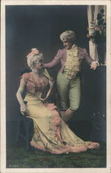 Couple in Rococo Era Costumes Postcard