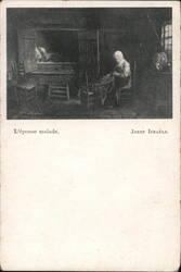L'épouse malade by Jozef Israëls Postcard