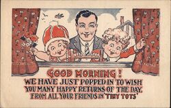 Good Morning Birthday Greeting, Tiny Tots Friends Postcard