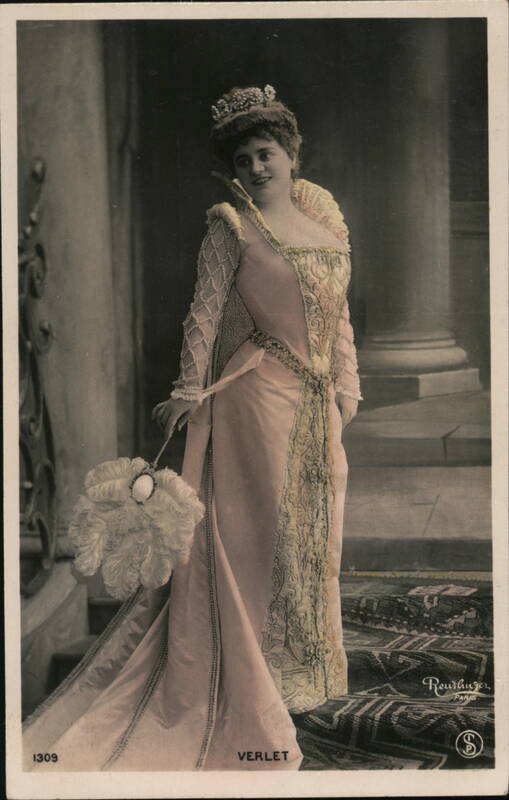 French Actress Cécile Sorel in Stage Costume - Vintage Portrait Postcard