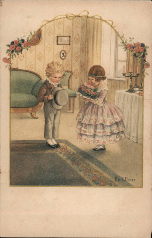 Children with Flowers, Vintage Illustration, c. 1923
