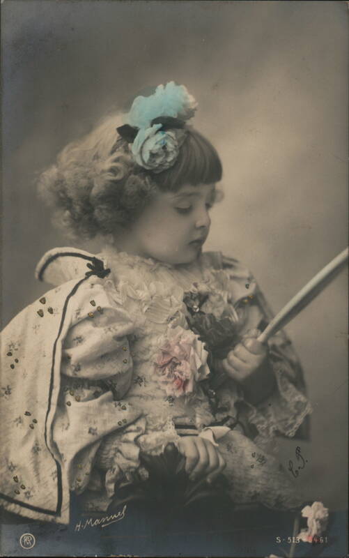 Charming French Girl with Parasol, Calais France - Vintage Postcard