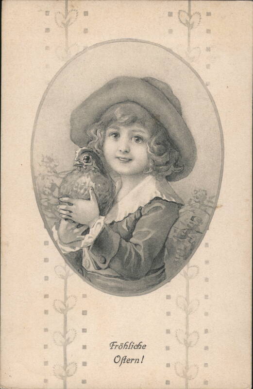 Child with Bird, Fröhliche Ostern, Vintage Easter Greeting