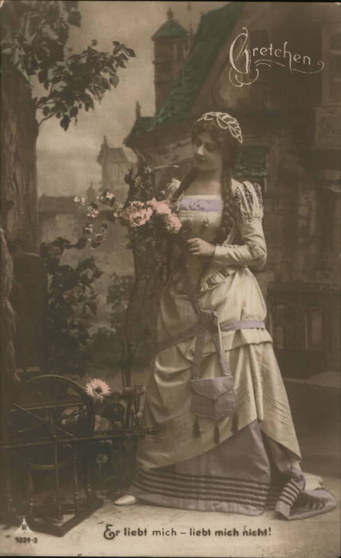 Gretchen: He Loves Me, He Loves Me Not Vintage Postcard