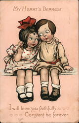 My Heart's Dearest: Children, Valentine's Day, Embracing Postcard