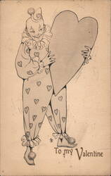 Creepy Clown with Heart Valentine's Day Postcard Postcard