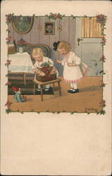 Children with Easter Basket, Vintage Illustration by Pauli Ebner Postcard
