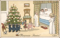 Antique Christmas Postcard: Children, Toys, Guardian Angel Postcard