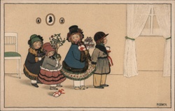 Children with Flowers and Gifts Postcard