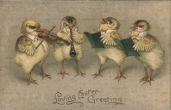 Chick Easter Band, Vintage Embossed Postcard Postcard
