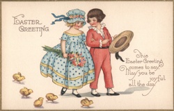 Easter Children with Chicks Postcard Postcard