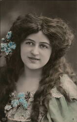 Young Woman with Flowers in Hair, Portrait Postcard Postcard
