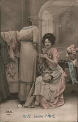 Woman Sewing Dress Form, Vive Sainte Anne Postcard Postcard