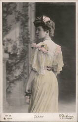 Woman in Yellow Dress with Roses, Clary Studio Portrait Postcard