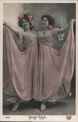 Valse Rose: Two Women in Pink Gowns, French Postcard Postcard