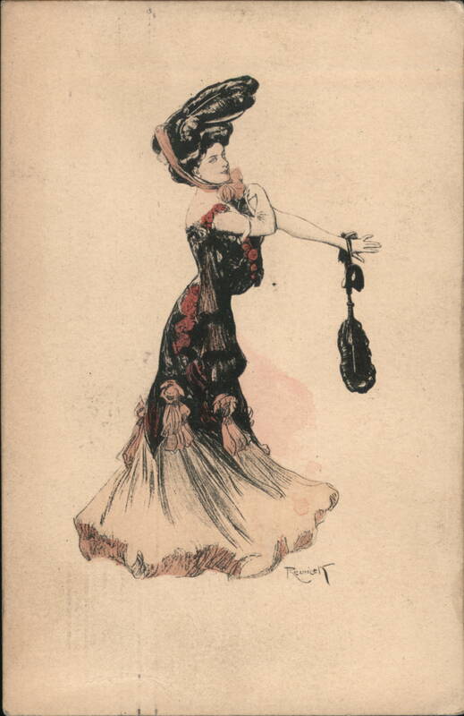 Elegant Woman in Evening Gown, Holding a Muff Women