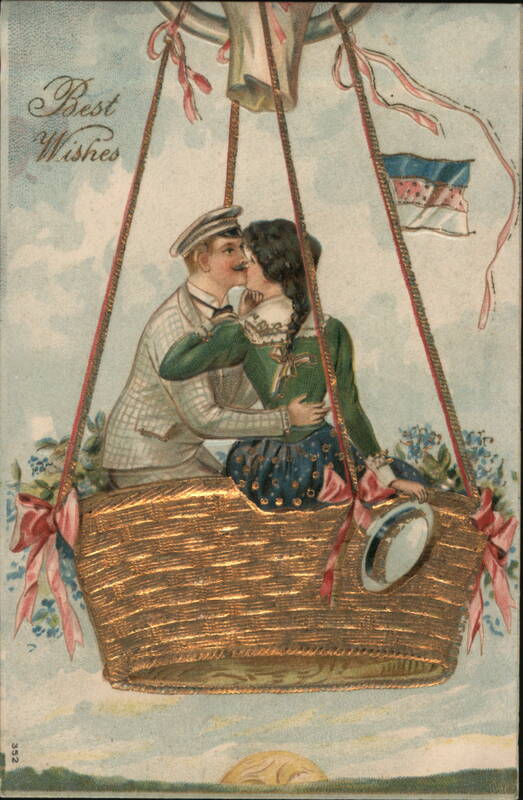 Couple Kissing in Hot Air Balloon Basket Hot Air Balloons