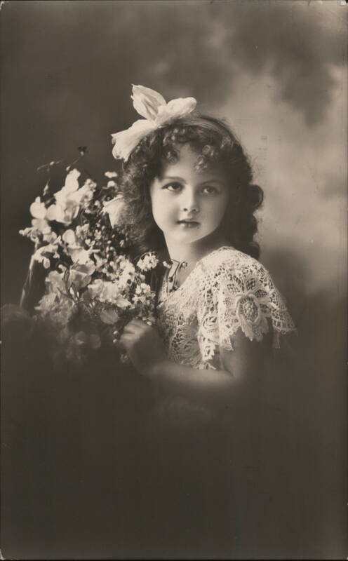 Young Girl with Flowers and Bow Girls