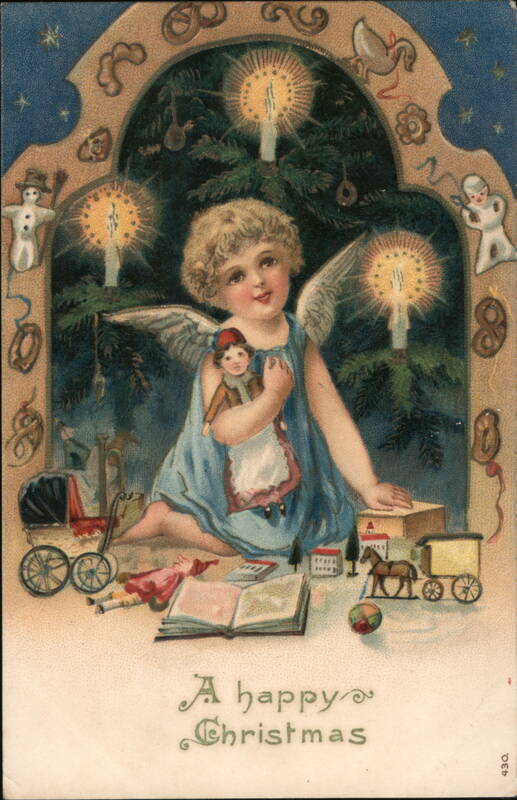 Christmas Angel with Doll and Toys Angels