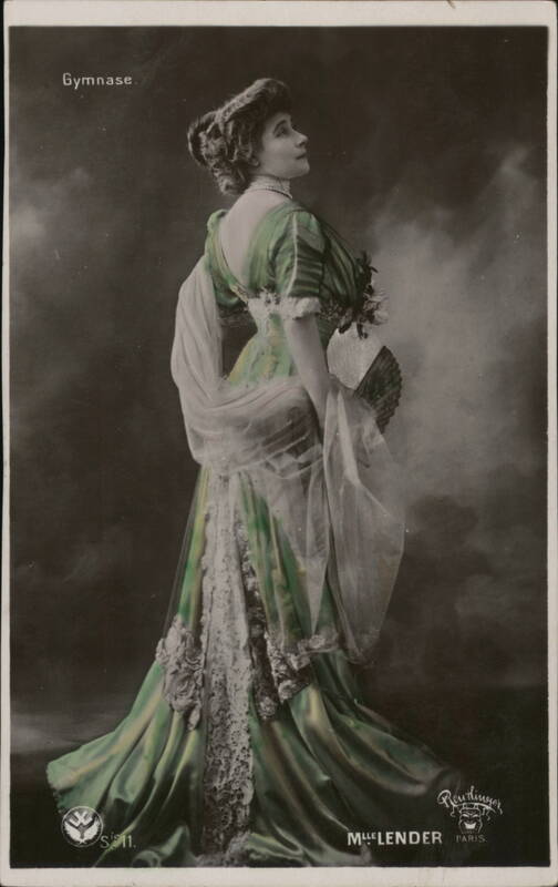 Elegant Woman in Green Gown with Lace Women