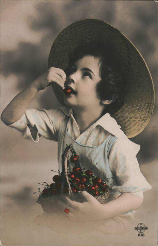 Young Boy Enjoying Fresh Cherries Children