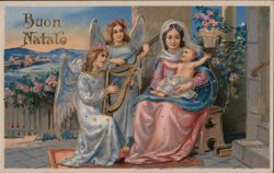 Madonna and Child with Angels, Italian Christmas Greeting Postcard