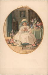 Young Girl Reading a Letter, Paul Elder Design Postcard