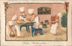 Cherubic Angels Baking Christmas Cookies Postcard