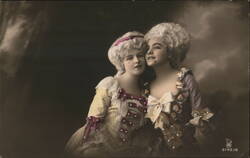 Two Women in Rococo Costumes Postcard