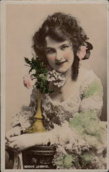 Madge Lessing Portrait with Flowers Postcard