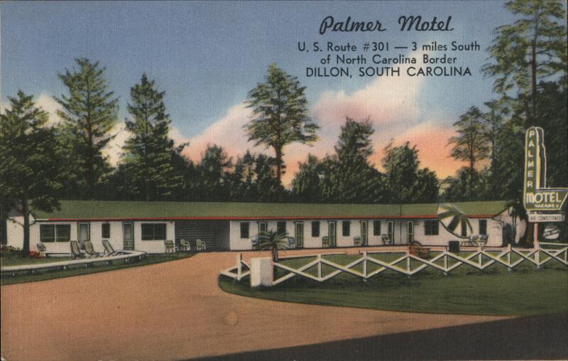 Palmer Motel, Dillon, South Carolina - Linen Postcard