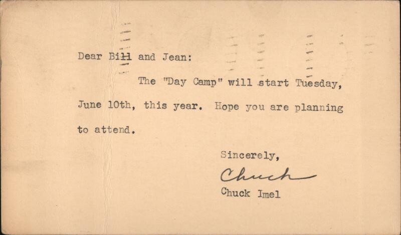 Day Camp Starts June 10th Postal Cards & Correspondence